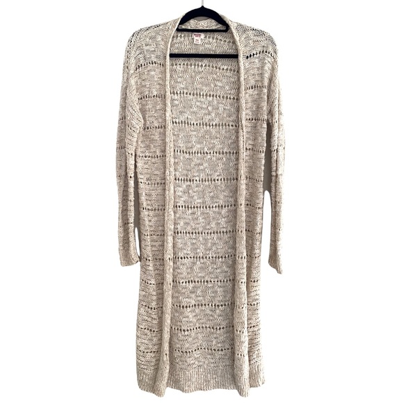 Mossimo Supply Co. Sweaters - Mossimo Long Open Front Cream Knit Duster Cardigan